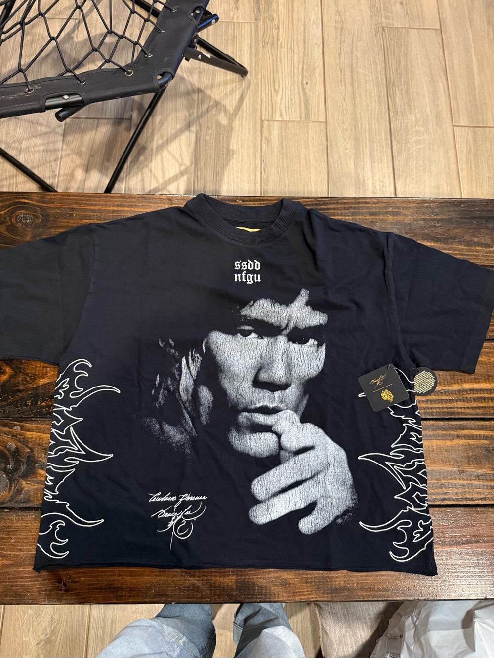 Darc Sport x Bruce Lee Raw Hem Box cut black graphic shirt